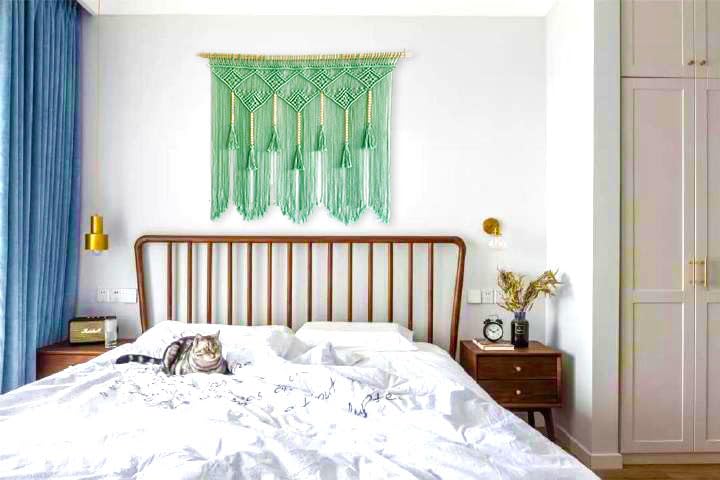 Youngeast Large Macrame Wall Hanging Macrame Headboard for Bedroom Macrame Window Curtains Boho Wall Decor Wall Art tapestry Tassel Woven Wall Backdrop 31”X39” (Wood Dowels Not Included) - Image 3